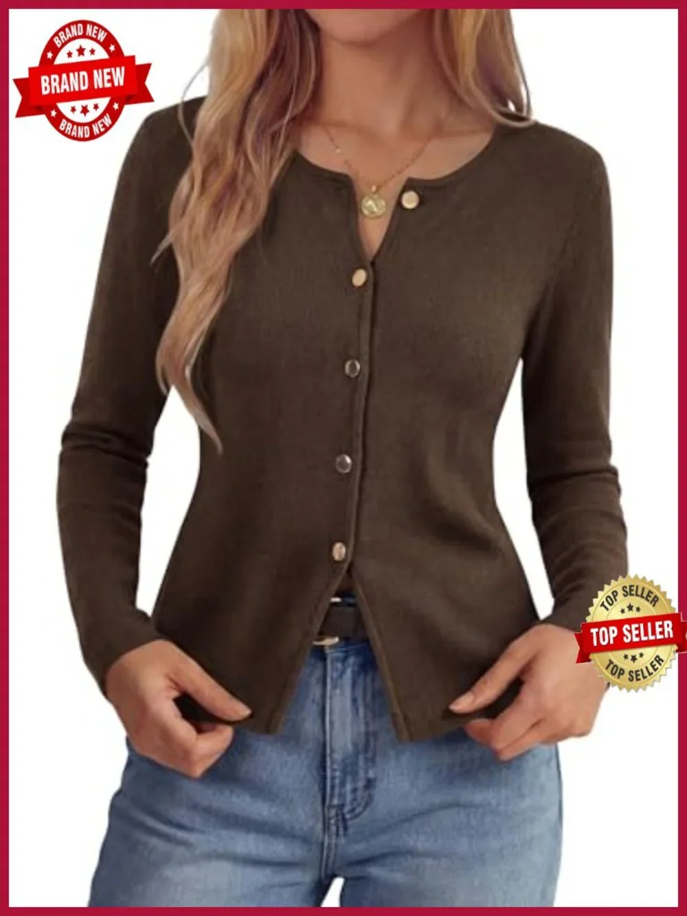 Ribbed Knit Button Up Cardigan Sweater for Women Long Sleeve